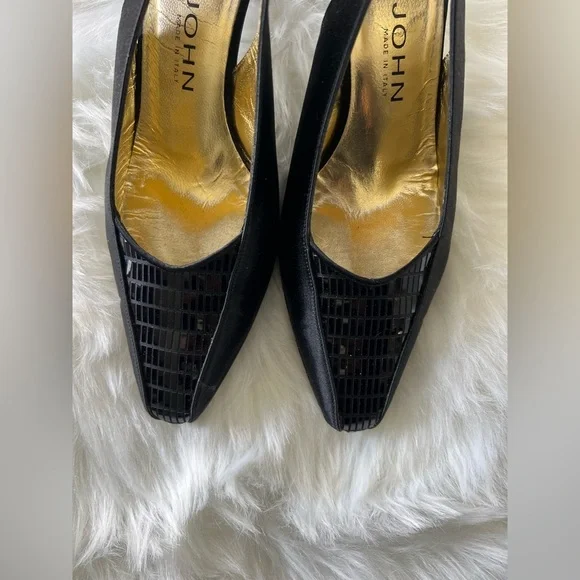 St.John sling back woman’s pumps size 7.5 color black made in Italy - Picture 2 of 9